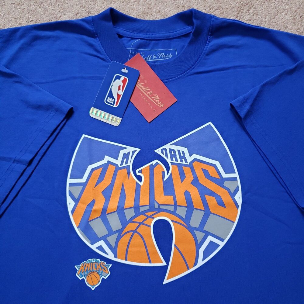NWT Wu-Tang X New York Knicks Mitchell & Ness Sz Large Mens Blue Finals T-Shirt